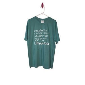 BEALLS Southern Spirit Women's Green Christmas T-Shirt Size L Holiday Tee